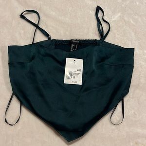 Dark Green Silky Crop Top